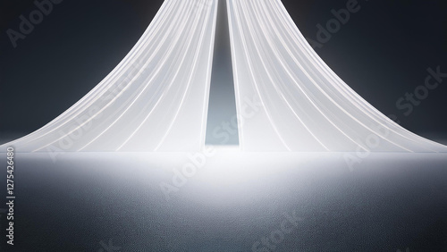 Flowing White Fabric with Bright Light Source