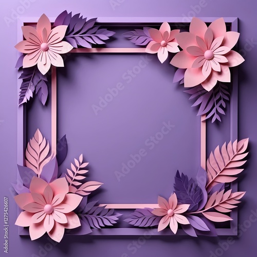 Elegant Paper Flowers and Leaves Frame