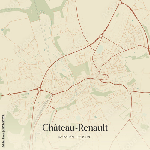 Vintage map of Château-Renault, France.