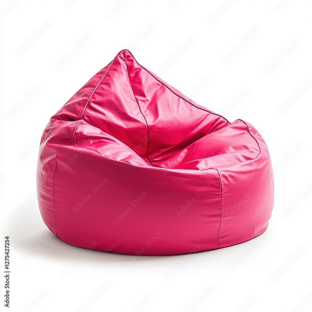Hot pink oversized bean bag sofa with ergonomic shaping isolated on white Hot pink oversized bean bag sofa with ergonomic shaping isolated on white