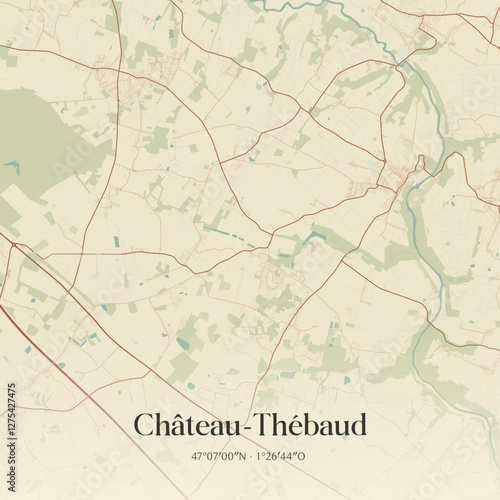 Vintage map of Château-Thébaud, France.