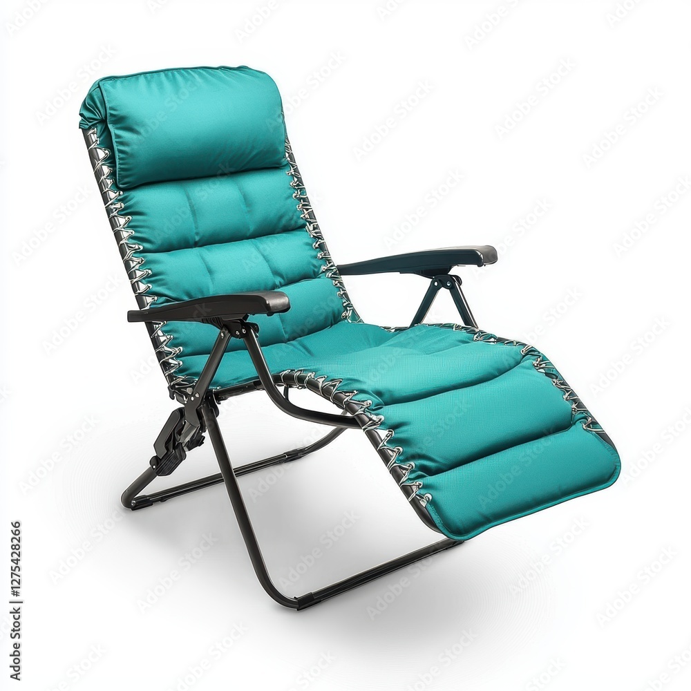 Lush turquoise recliner chair with adjustable footrest isolated on white Lush turquoise recliner chair with adjustable footrest isolated on white