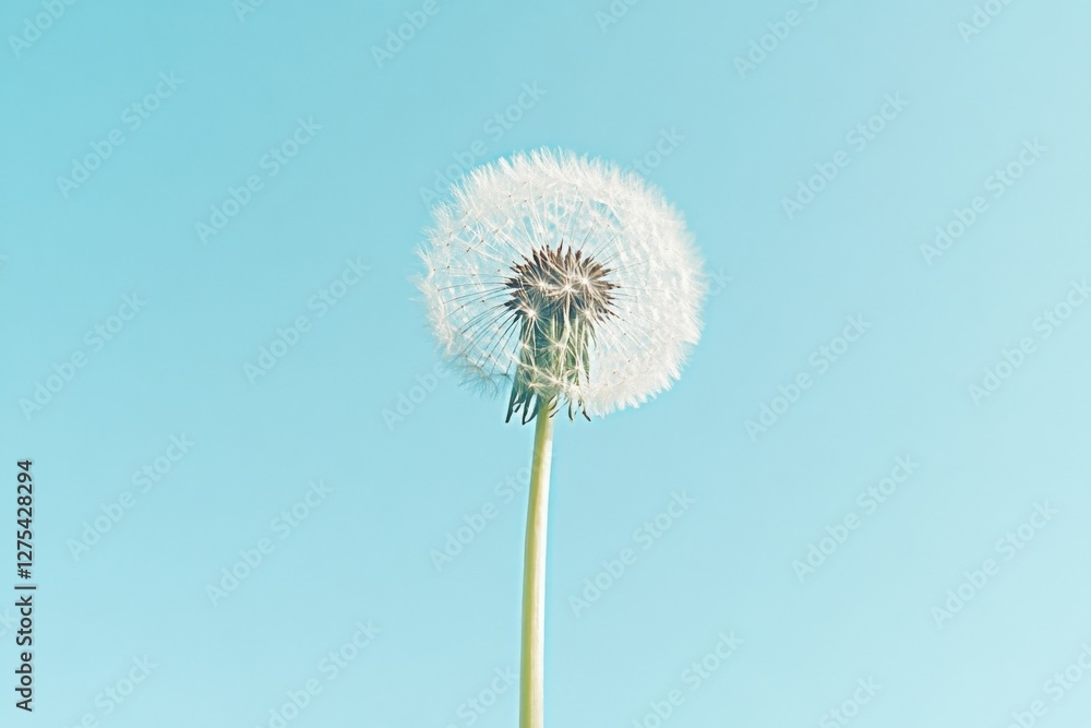 Serene minimalistic dandelion against clear blue sky for nature design Serene minimalistic dandelion against clear blue sky for nature design
