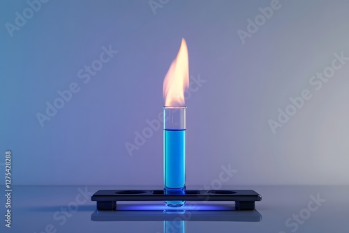 Bunsen Burner with Blue Flame Heating a Test Tube