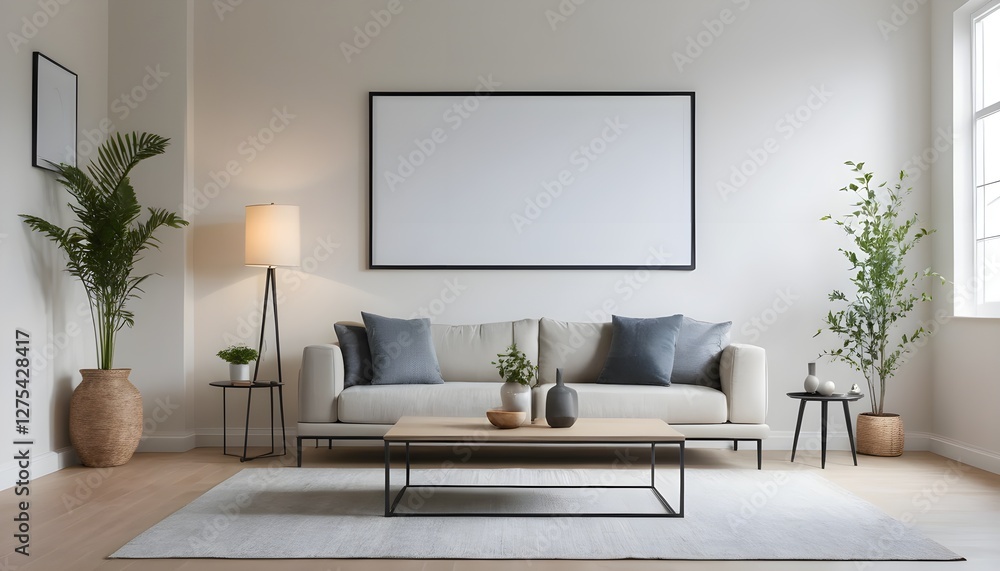 Fototapeta premium Modern Minimalist Living Room Interior
