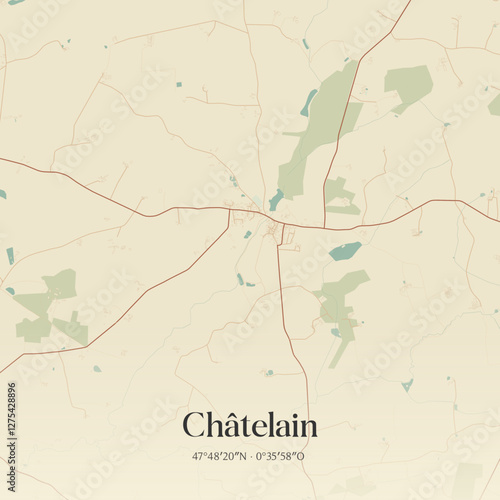Vintage map of Châtelain, France.