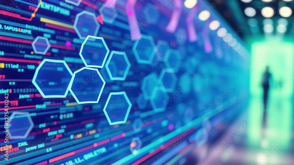 Fototapeta premium Futuristic Hexagonal Tech Background - Digital Geometric Wallpaper