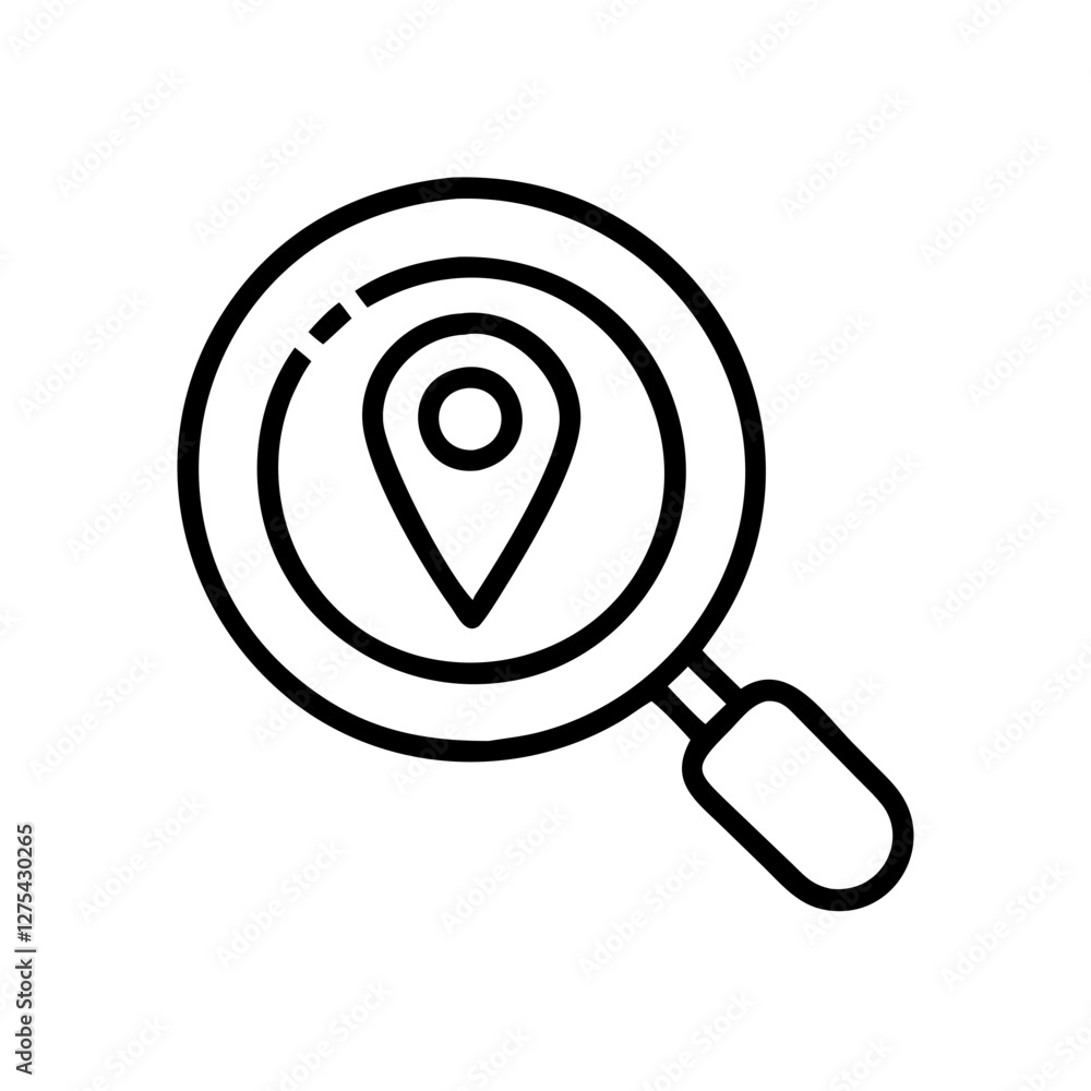 location pin in a magnifying glass icon design location pin in a magnifying glass icon design