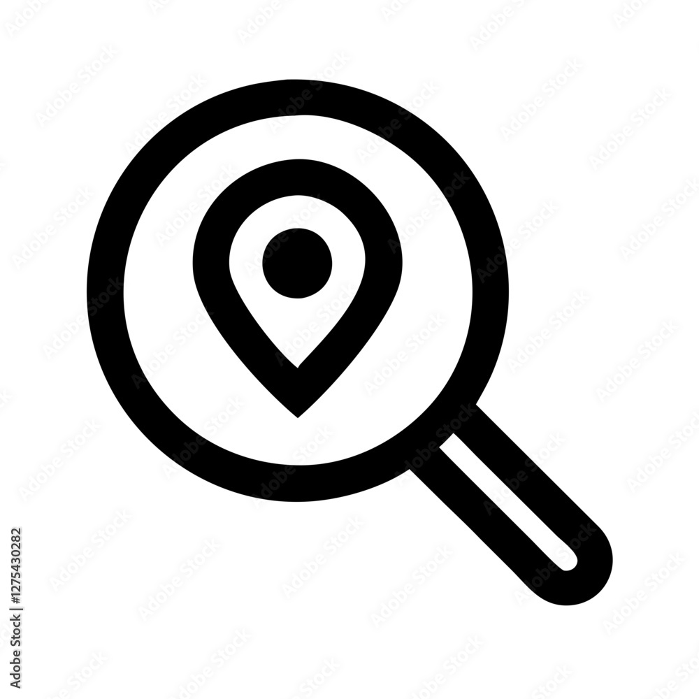 location pin in a magnifying glass icon design location pin in a magnifying glass icon design