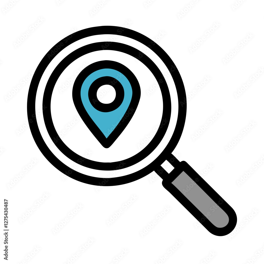 location pin in a magnifying glass icon design location pin in a magnifying glass icon design