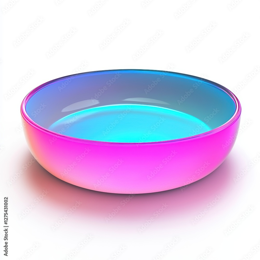 Neon cyan and magenta pasta bowl with a futuristic glow isolated on white Neon cyan and magenta pasta bowl with a futuristic glow isolated on white