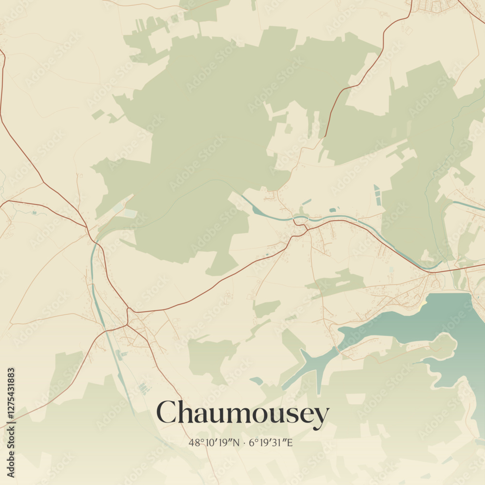 Obraz premium Vintage map of Chaumousey, France.