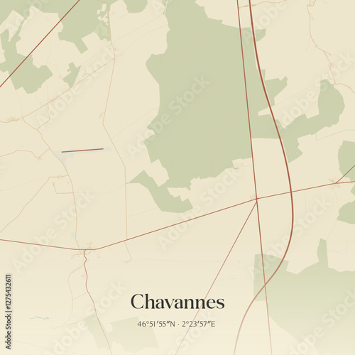 Vintage map of Chavannes, France.
