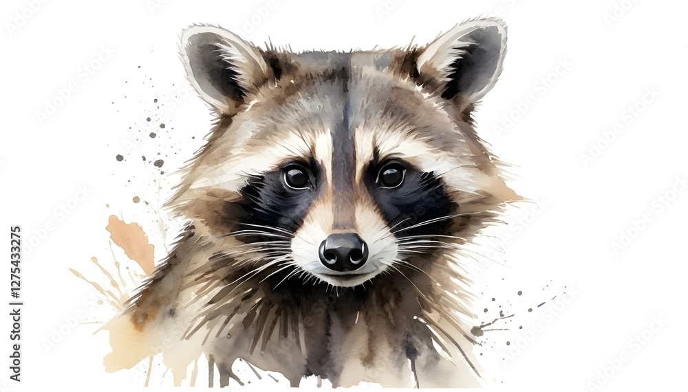 Obraz premium Watercolor Raccoon Portrait