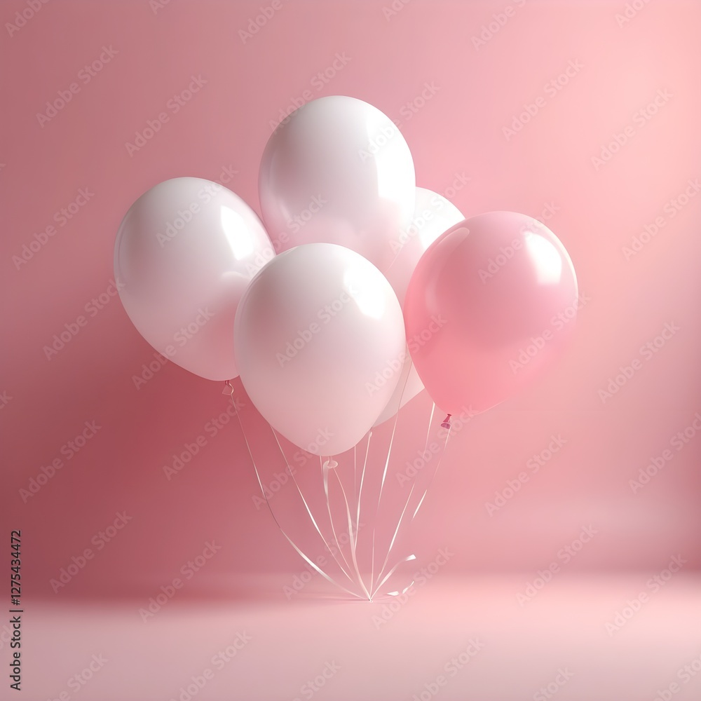 Pink and White Balloons on Pink Background Pink and White Balloons on Pink Background