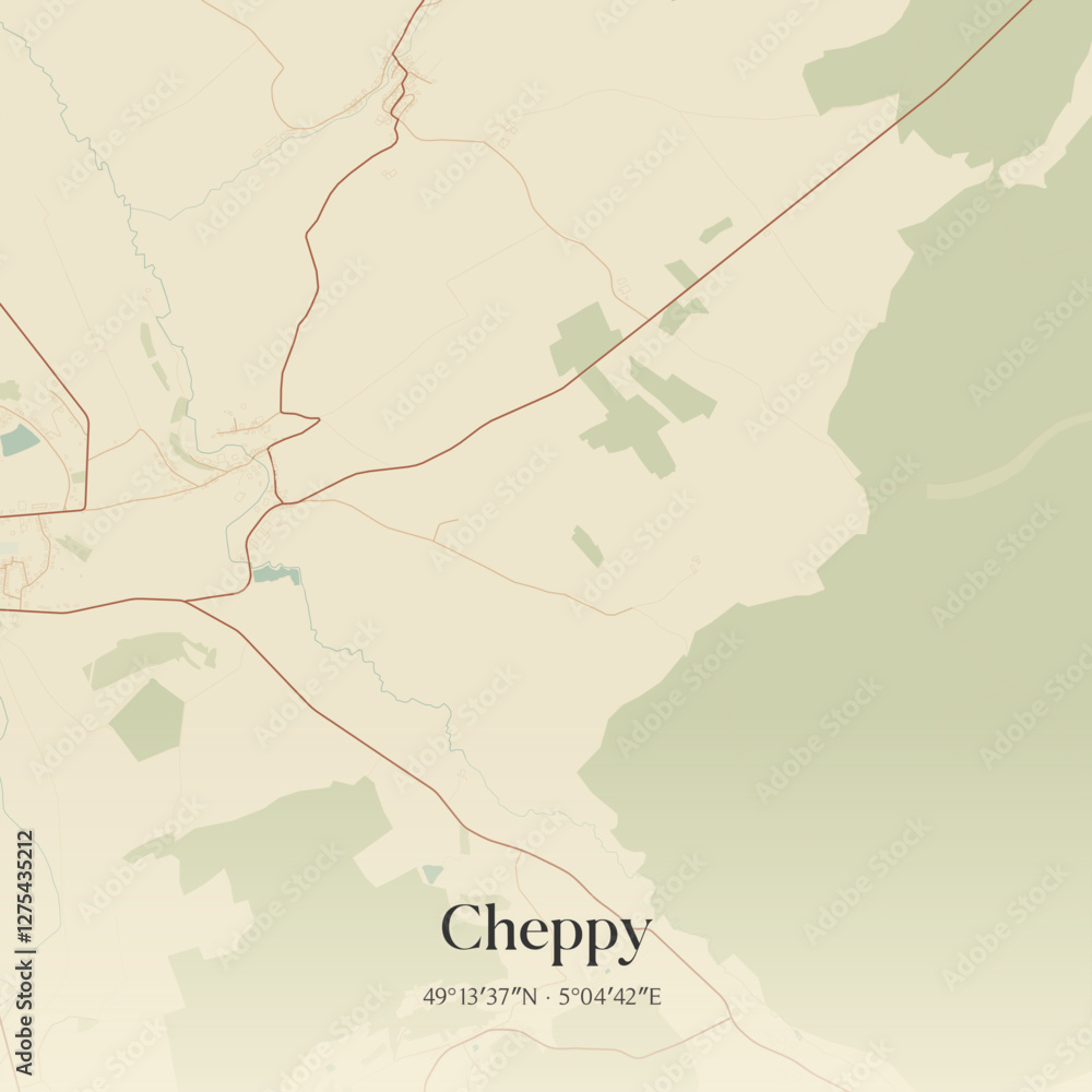 Fototapeta premium Vintage map of Cheppy, France.