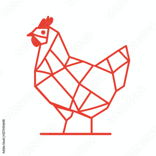 Vector Chicken in Geometric Style