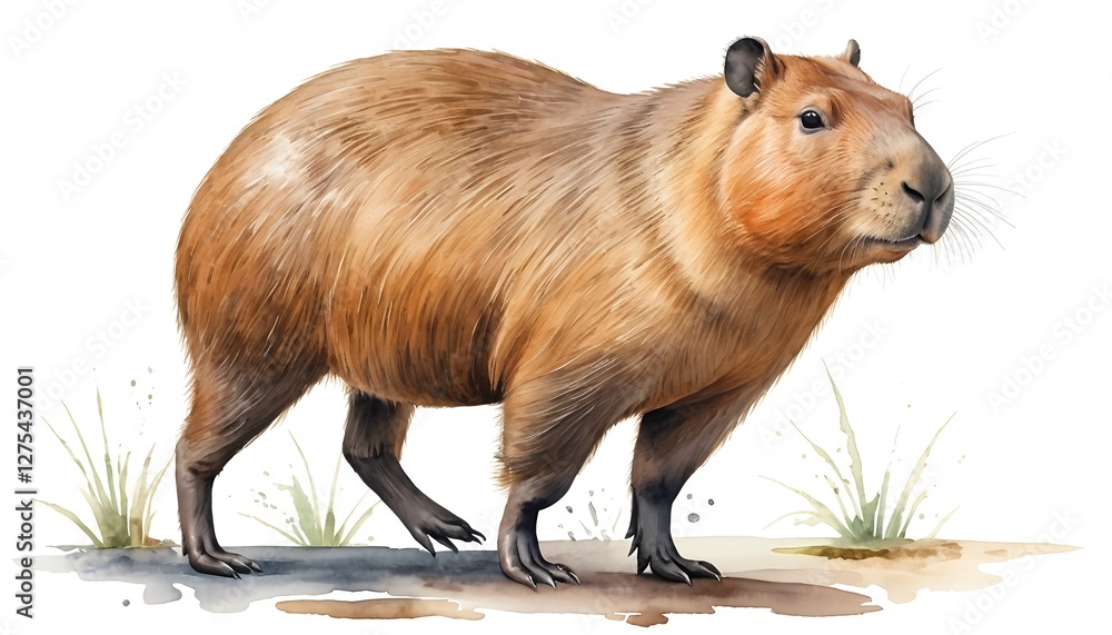 Fototapeta premium Watercolor Capybara