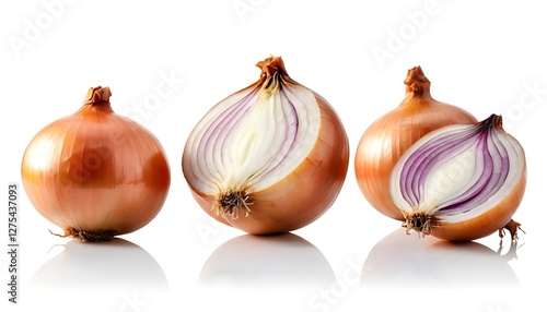 Wallpaper Mural Three Onions, Whole and Halved, Isolated on White Torontodigital.ca