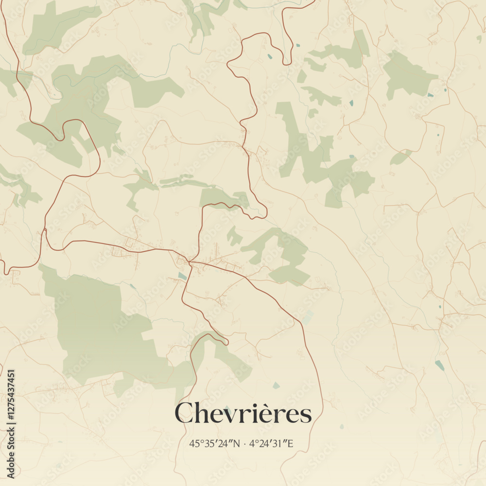 Obraz premium Vintage map of Chevrières, France.