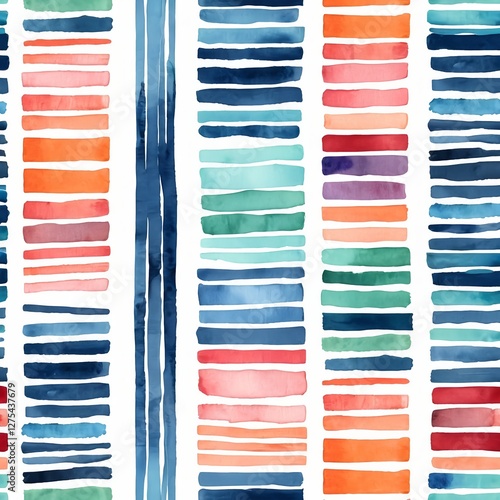 Abstract Watercolor Stripes Seamless Pattern