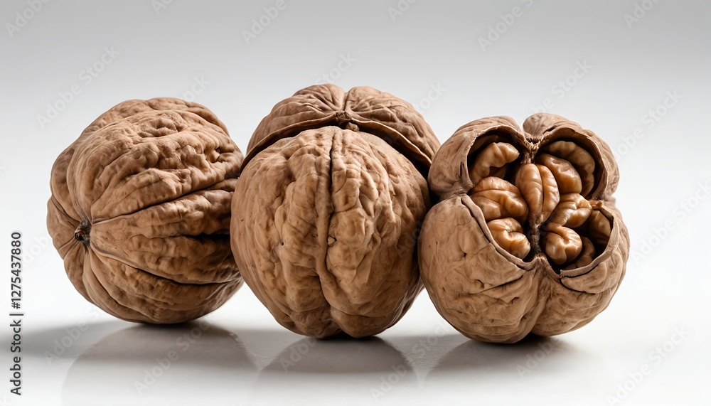 Three Walnuts, One Open, Close-up Three Walnuts, One Open, Close-up