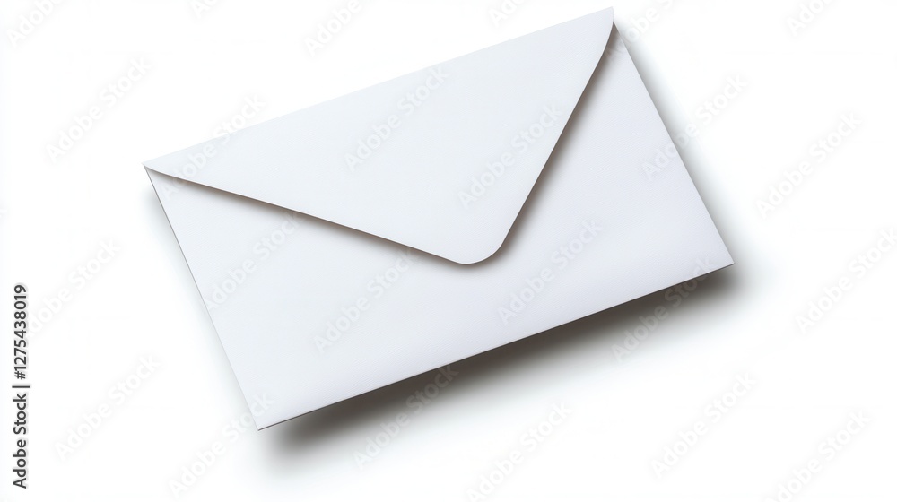 Minimalist White Envelope with Soft Shadow on Clean White Background Minimalist White Envelope with Soft Shadow on Clean White Background