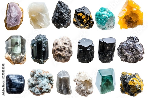 Collection of Different Mineral Specimens with Labels