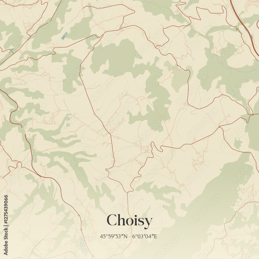 Obraz premium Vintage map of Choisy, France.