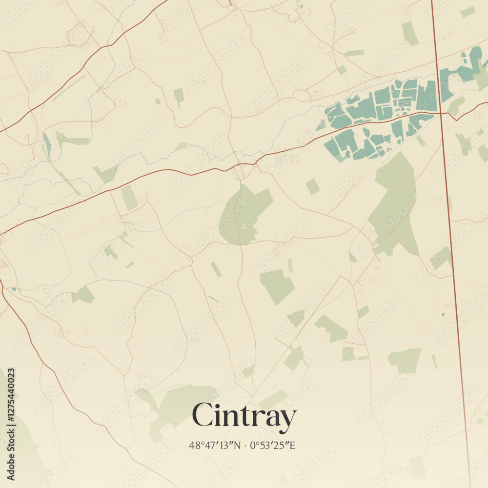 Obraz premium Vintage map of Cintray, France.