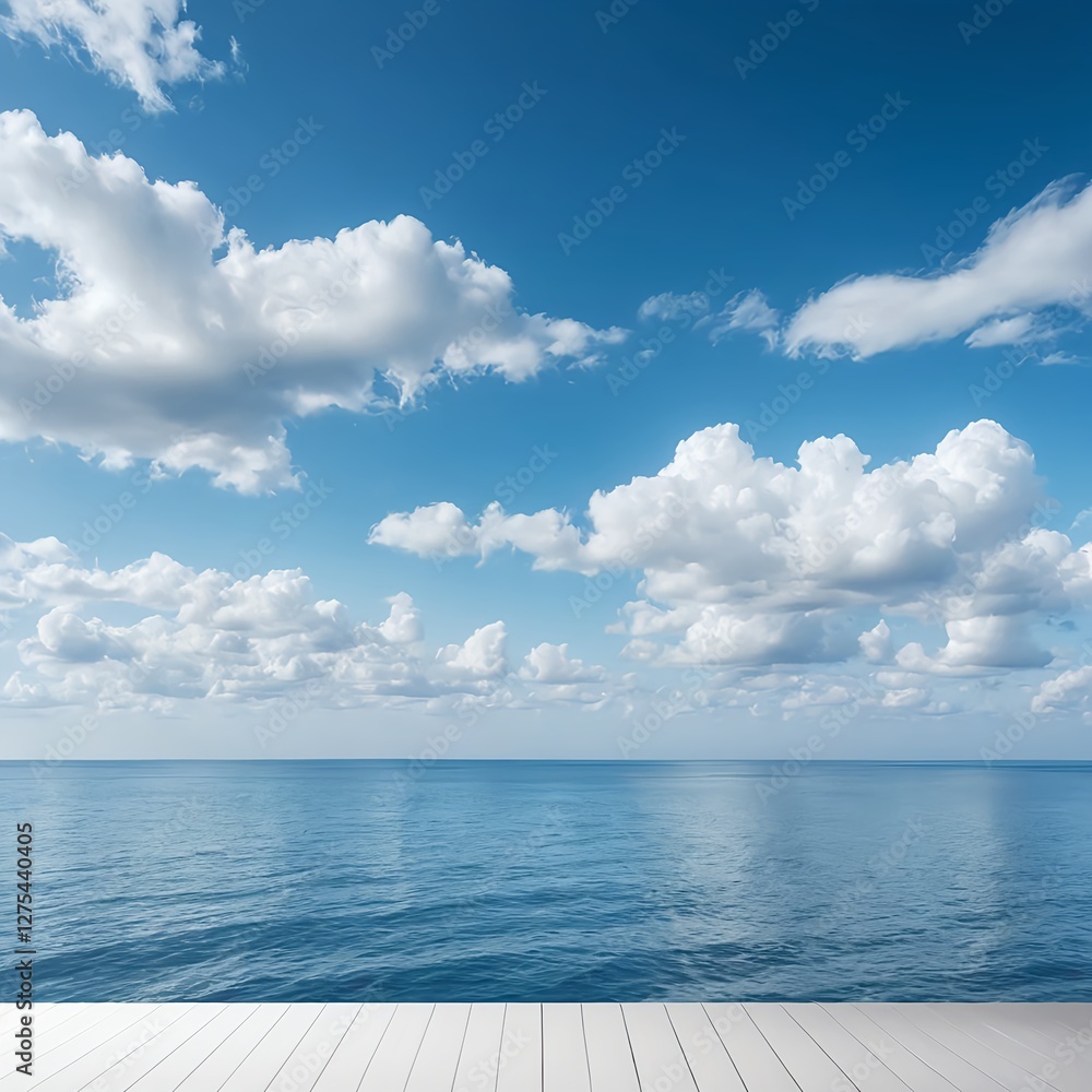 Obraz premium Serene Seascape with White Deck