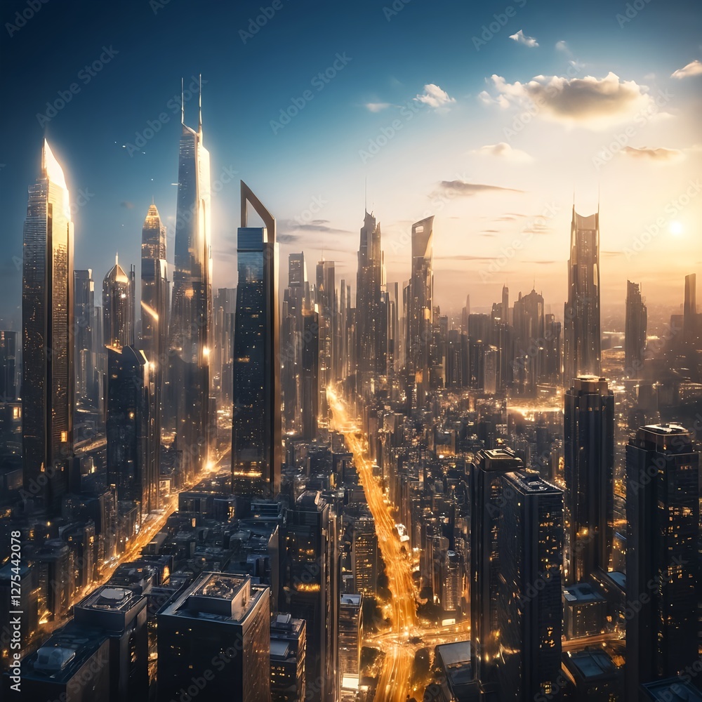 Futuristic Cityscape at Sunset Futuristic Cityscape at Sunset