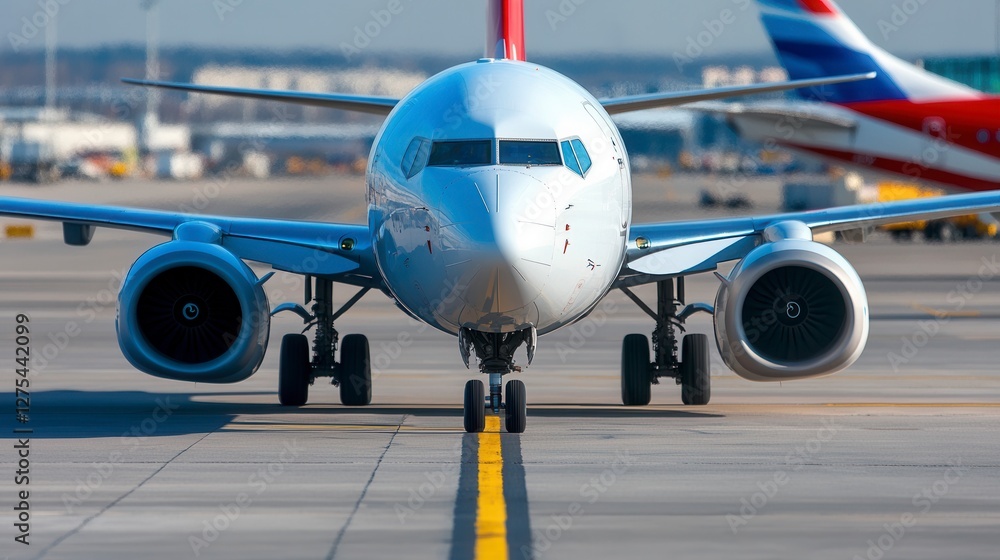 Silver Passenger Airplane on Airport Runway Silver Passenger Airplane on Airport Runway