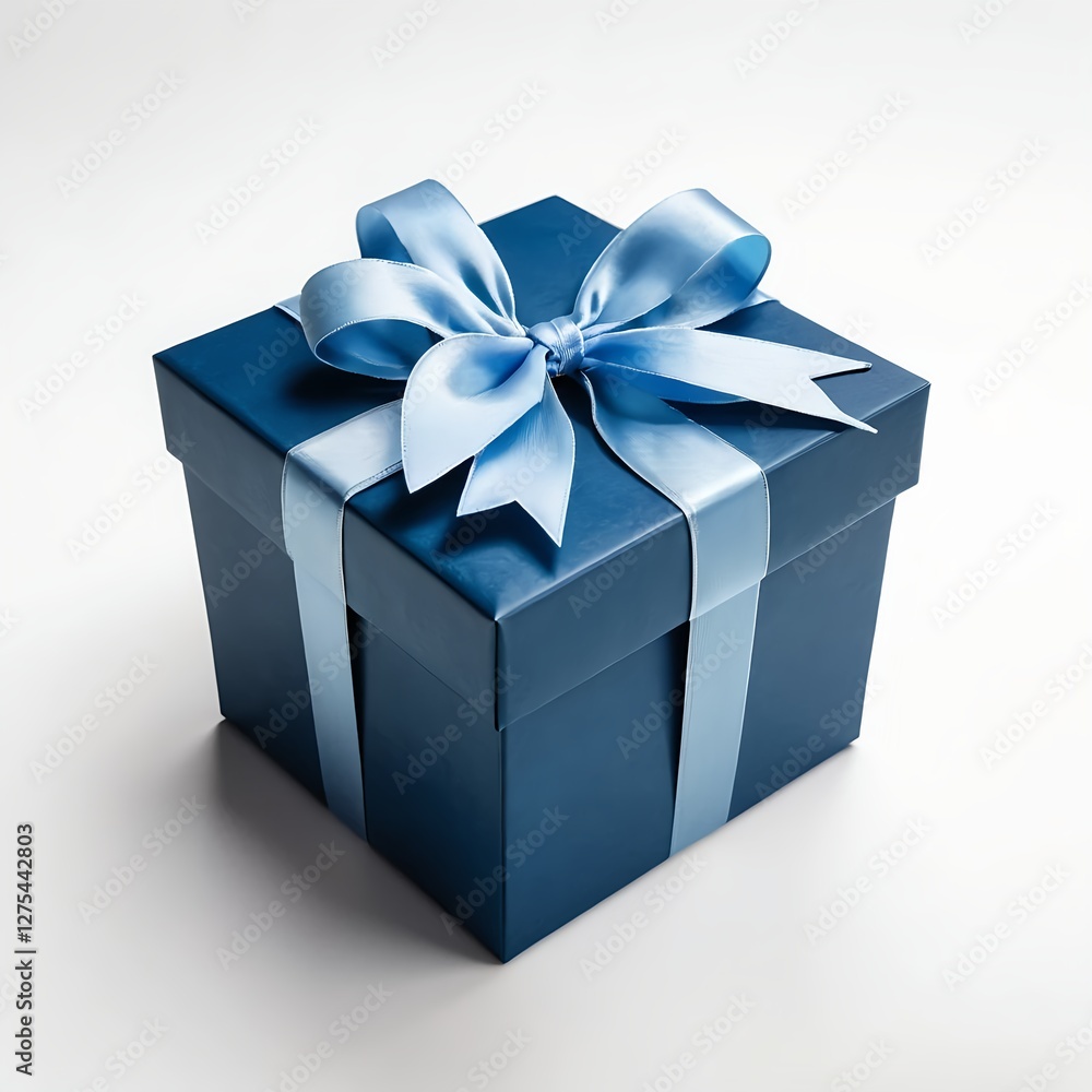 Obraz premium Blue Gift Box with Light Blue Ribbon
