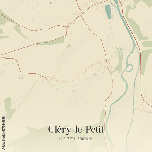 Vintage map of Cléry-le-Petit, France.