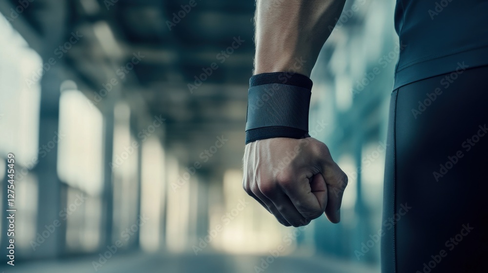 Sports injury from a sprained wrist during weightlifting. Featuring recovery and rehabilitation