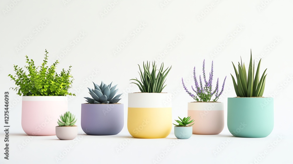Minimal, modern, and colorful plant pots with geometric shapes in soft pastel hues. Perfect for home decor, product displays, and digital graphics Minimal, modern, and colorful plant pots with geometric shapes in soft pastel hues. Perfect for home decor, product displays, and digital graphics