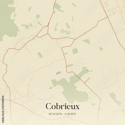 Vintage map of Cobrieux, France.