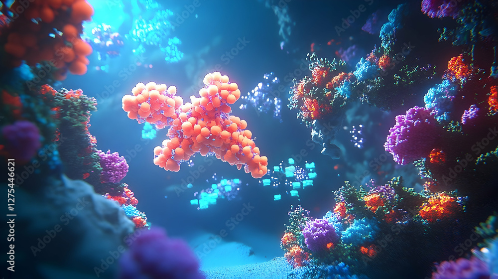 Fototapeta premium Intricate Cellular Structure and Microscopic World Rendered with Vivid Colors