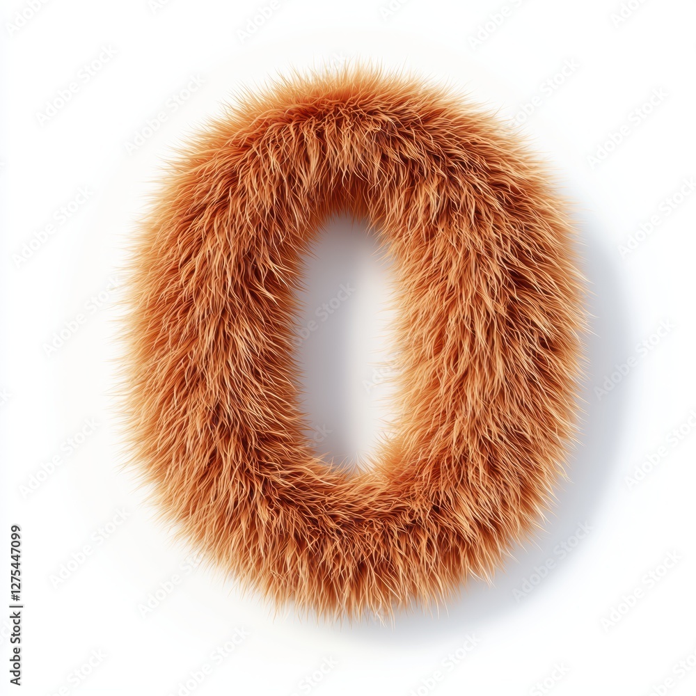 Number 0 made of soft fluffy fur with realistic strands isolated on a clean white background Number 0 made of soft fluffy fur with realistic strands isolated on a clean white background