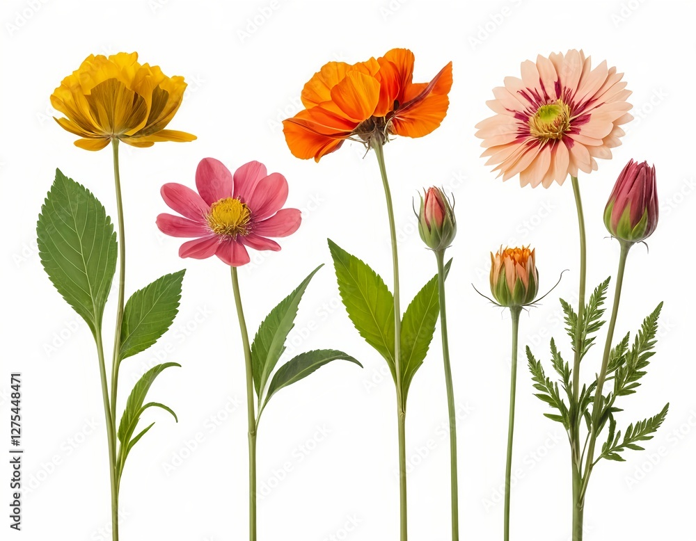 Obraz premium Vibrant Collection of Colorful Flowers on White Background