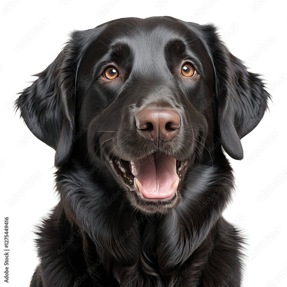 Happy Black Labrador Retriever Dog Portrait Happy Black Labrador Retriever Dog Portrait