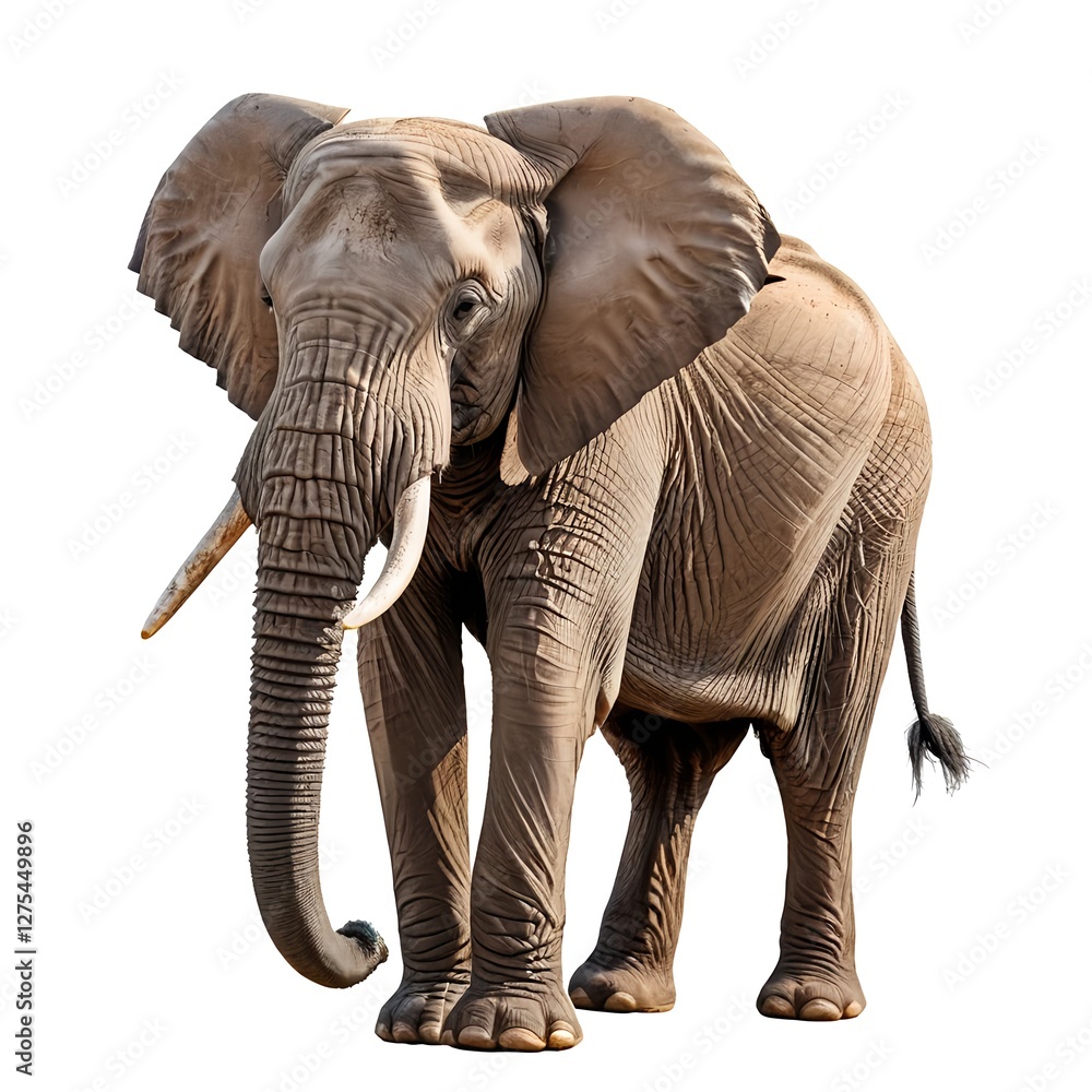 Fototapeta premium Majestic African Elephant Isolated on White