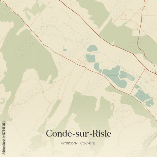 Vintage map of Condé-sur-Risle, France.