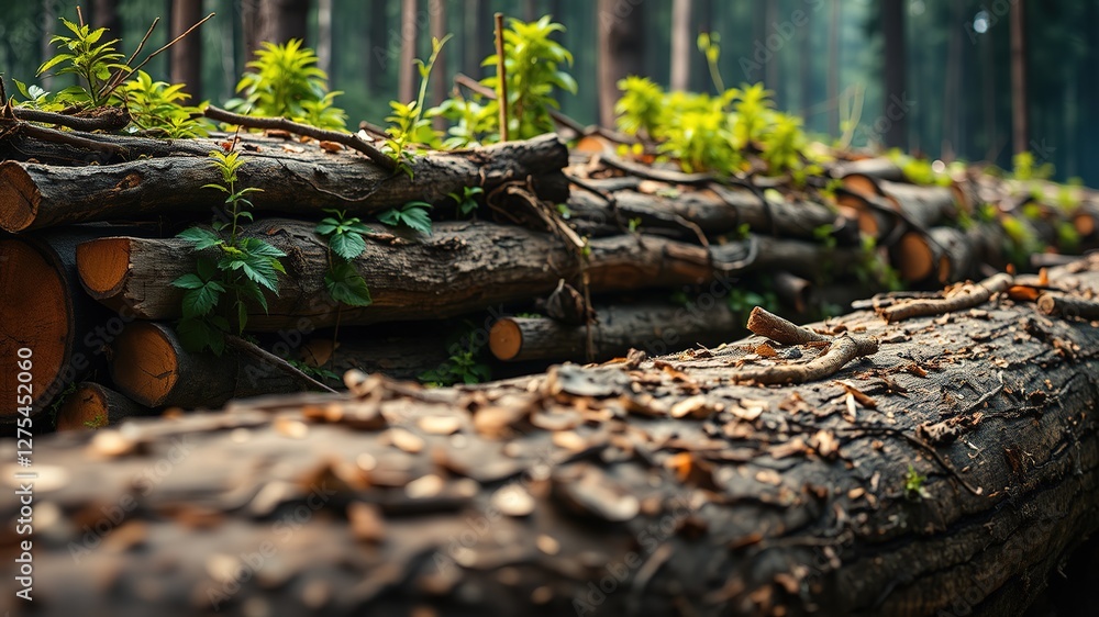 Obraz premium Illegal Logging's Climate Impact: Visualizing Global Warming