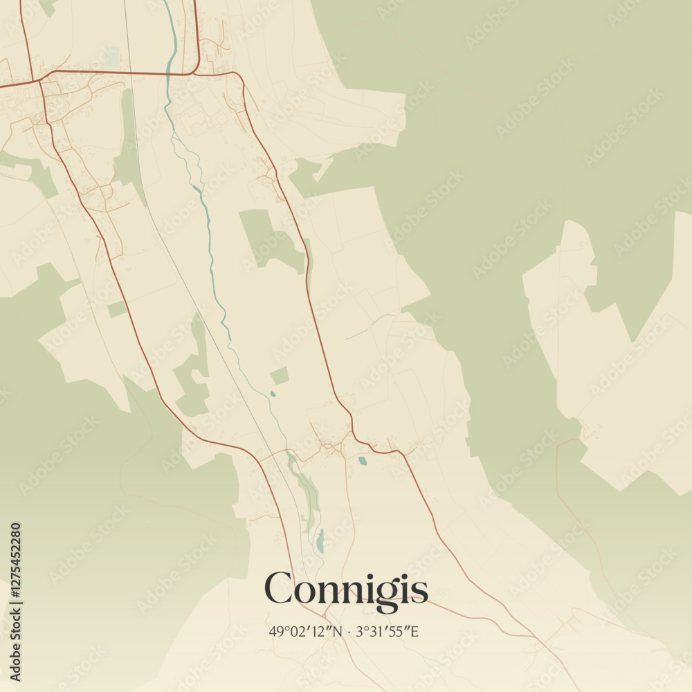 Naklejka premium Vintage map of Connigis, France.