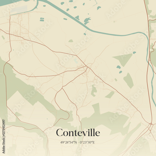 Vintage map of Conteville, France.