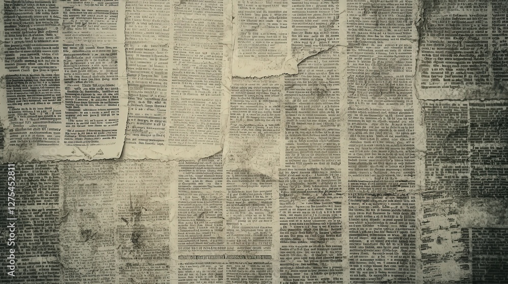 Obraz premium Old grunge unreadable vintage newspaper paper texture map pattern background