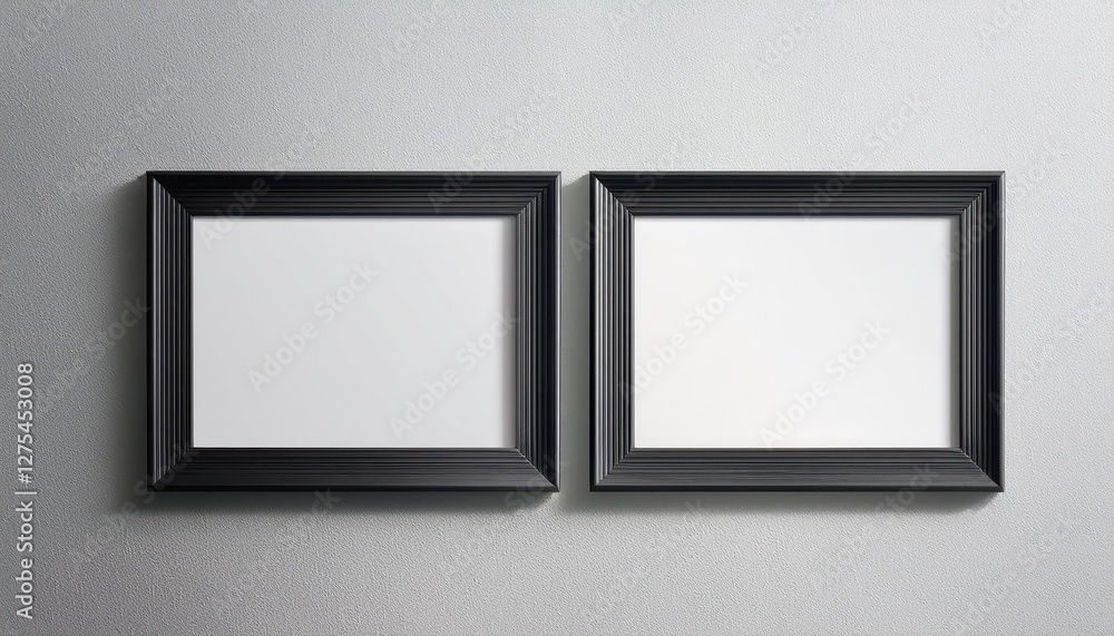 Striking 3D Illustration of Two Black Frames Displaying a Landscape Scene Against a Crisp White Backdrop Elevating Minimalist Home Decor or Digital Art with an Engaging, Intriguing Mood. Striking 3D Illustration of Two Black Frames Displaying a Landscape Scene Against a Crisp White Backdrop Elevating Minimalist Home Decor or Digital Art with an Engaging, Intriguing Mood.