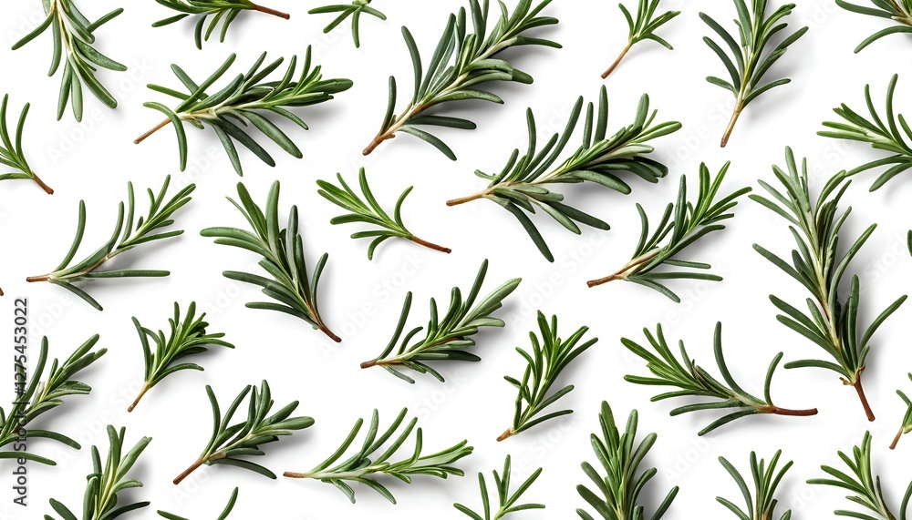 Naklejka premium Rosemary Sprigs Pattern, Flat Lay